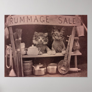 Vintage Cats Rummage Sale Poster ポスター