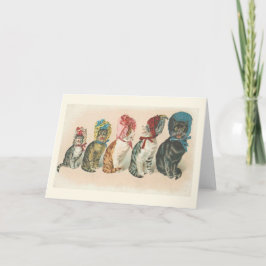 Vintage Cats Wearing Bonnets Note Card カード