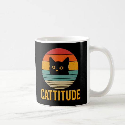 Vintage Cattitude Cat コーヒーマグカップ (右)