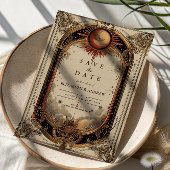 Vintage Celestial Art Nouveau Wedding セーブザデート