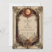 Vintage Celestial Art Nouveau Wedding 招待状 (正面)