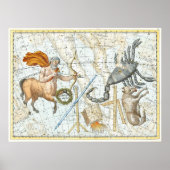 Vintage Celestial Constellations Map ポスター (正面)