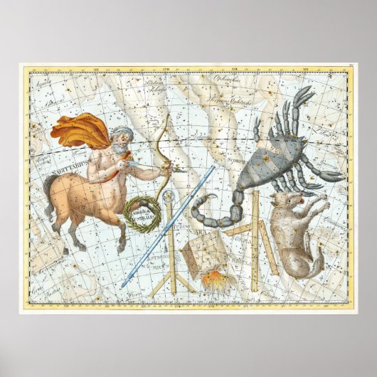 Vintage Celestial Constellations Map ポスター (正面)