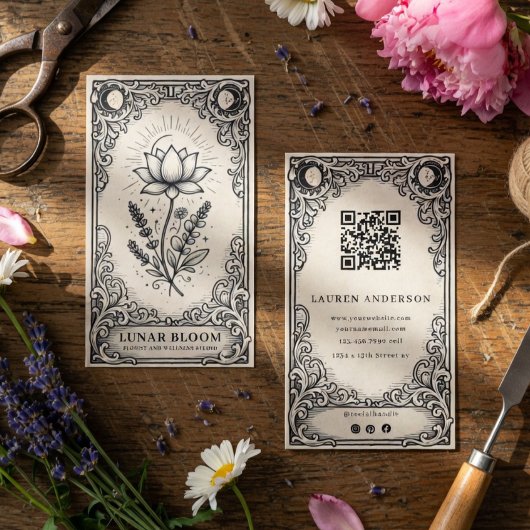 Vintage Celestial Florist Business Card | Mystical 名刺