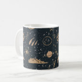Vintage Celestial Space Pattern コーヒーマグカップ (正面左)