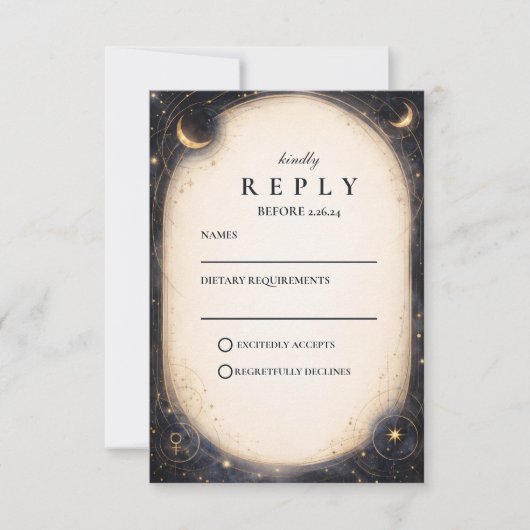 Vintage Celestial Wedding 出欠カード (正面)