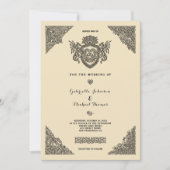 Vintage Celtic Knot Dragon Crest Wedding 招待状 (正面)