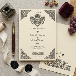 Vintage Celtic Knot Dragon Crest Wedding 招待状