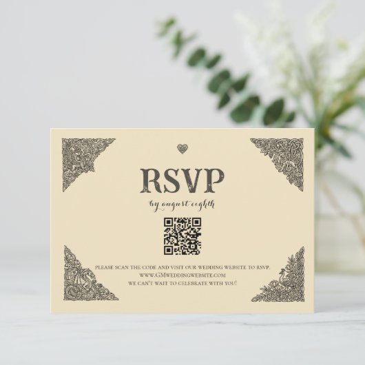 Vintage Celtic Knot RSVP Card (スタンド正面)