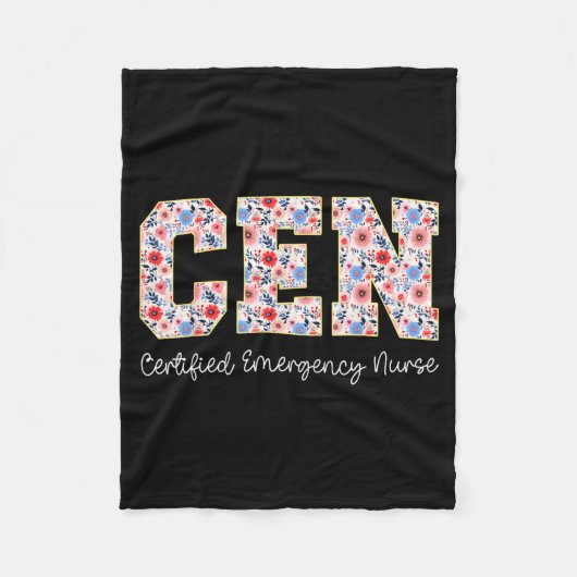 Vintage Cen Certified Emergency Nurse Wildflowers  フリースブランケット (正面)