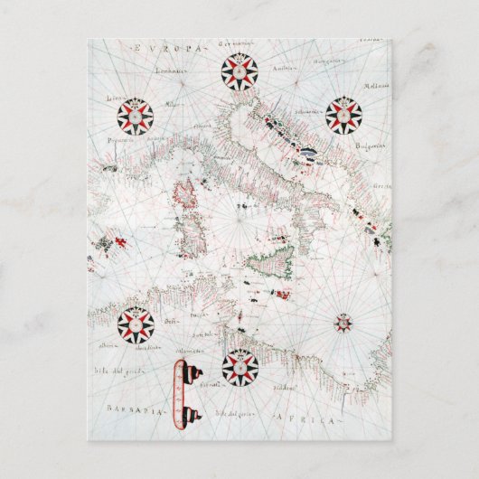 Vintage Central Mediterranean Italy Map ポストカード (正面)