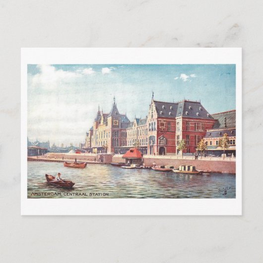 Vintage Central Railway Station, Amsterdam ポストカード (正面)