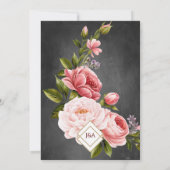 Vintage Chalkboard Boho Floral Rose Wedding 招待状 (裏面)