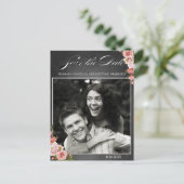 Vintage Chalkboard Boho Floral wedding  ポストカード (スタンド正面)