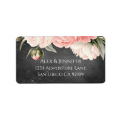 Vintage Chalkboard Boho Floral wedding  ラベル (正面)