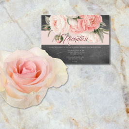 Vintage Chalkboard Boho Floral Wedding Reception エンクロージャーカード