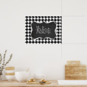 Vintage Chalkboard look; Black & White Houndstooth ポスター (キッチン)