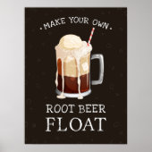 Vintage Chalkboard Style Root Beer Float Art ポスター (正面)