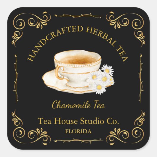 Vintage Chamomile Tea Square Label スクエアシール (正面)
