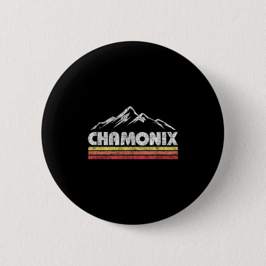 Vintage Chamonix Retro Mountain Mens Womens Souven 缶バッジ (正面)