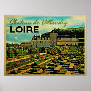 Vintage Chateau de Villandryロアール ポスター