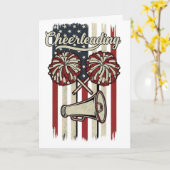 Vintage Cheerleading USA Flag Retro Pom Design カード (黄色い花)