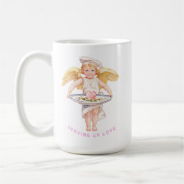 Vintage Chef Cherub Serving Up Love Chic Valentine コーヒーマグカップ