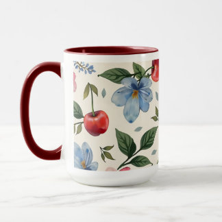 Vintage Cherry and Floral Coffee Mug マグカップ