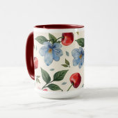 Vintage Cherry and Floral Coffee Mug マグカップ (正面左)