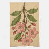 Vintage Cherry Blossom on Weathered Paper キッチンタオル (縦)