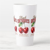 Vintage Cherry Coffee Mug | Retro Fruit Cup カフェラテマグ (正面)