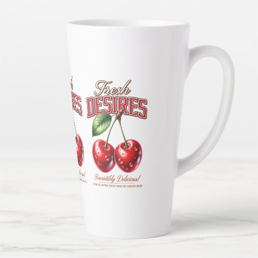 Vintage Cherry Coffee Mug | Retro Fruit Cup カフェラテマグ (右)