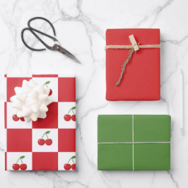 Vintage Cherry Gingham :Coquette & Cottagecore  ラッピングペーパーシート