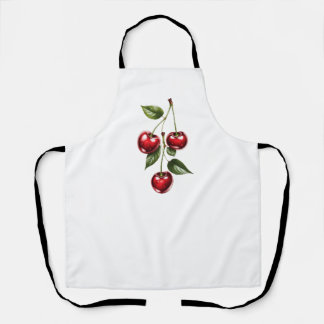 Vintage Cherry Illustration Kitchen Apron エプロン