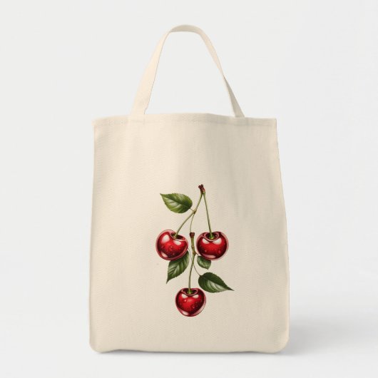Vintage Cherry Illustration Tote Bag トートバッグ (正面)