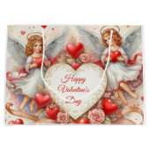Vintage Cherub Angels Valentines Day Gift Bag ラージペーパーバッグ (正面)
