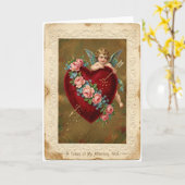 Vintage Cherub Love Arrow Card カード (黄色い花)