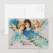 Vintage Cherubs on Snowy Roof ポストカード (正面/裏面)