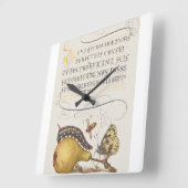 Vintage Chic Calligraphy butterfly Print スクエア壁時計 (傾斜)