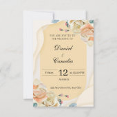 Vintage Chic Fall Flowers Wedding Invite サンキューカード (正面)