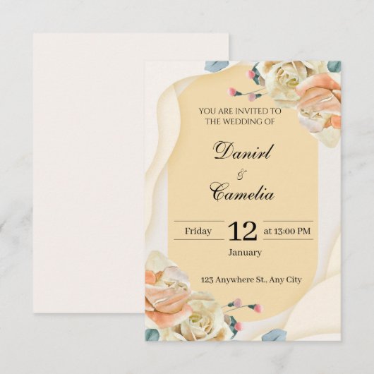 Vintage Chic Fall Flowers Wedding Invite サンキューカード (正面/裏面)