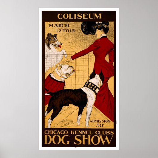 Vintage Chicago Dog Show vertical banner ポスター (正面)
