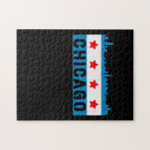 Vintage Chicago Flag Skyline ジグソーパズル (横)
