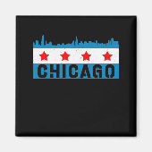 Vintage Chicago Flag Skyline マグネット (正面)