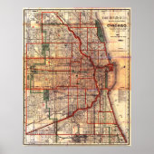 Vintage Chicago Map Poster ポスター (正面)