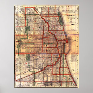 Vintage Chicago Map Poster ポスター
