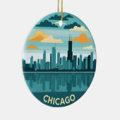 Vintage Chicago Skyline セラミックオーナメント (右)