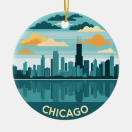 Vintage Chicago Skyline セラミックオーナメント