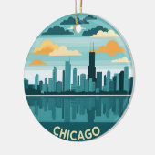 Vintage Chicago Skyline セラミックオーナメント (左)