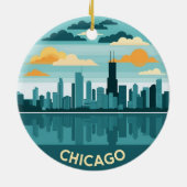 Vintage Chicago Skyline セラミックオーナメント (裏面)